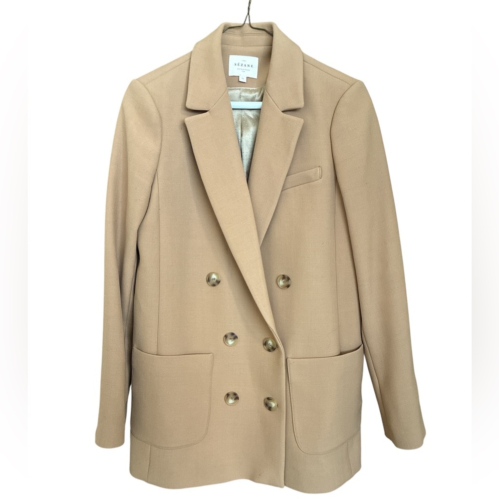 Sezane Camel Double-Breasted Blazer sz 34